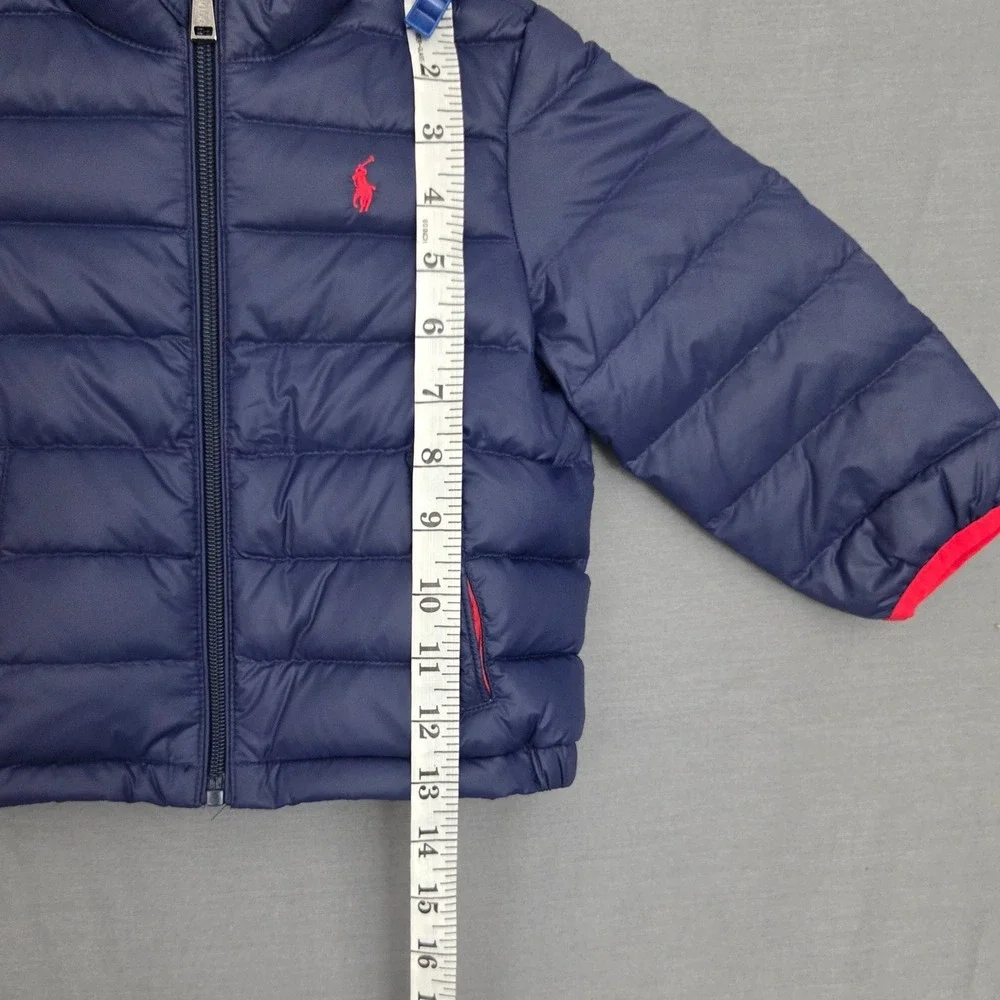 Ralph Lauren Toddler Navy Blue Down Puffer Jacket Packable Red Pony Logo